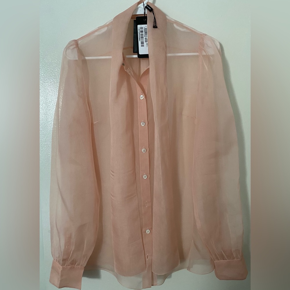 DOLCE & GABBANA Pink Ladies Long Sleeve Collared Basic Button-Up
